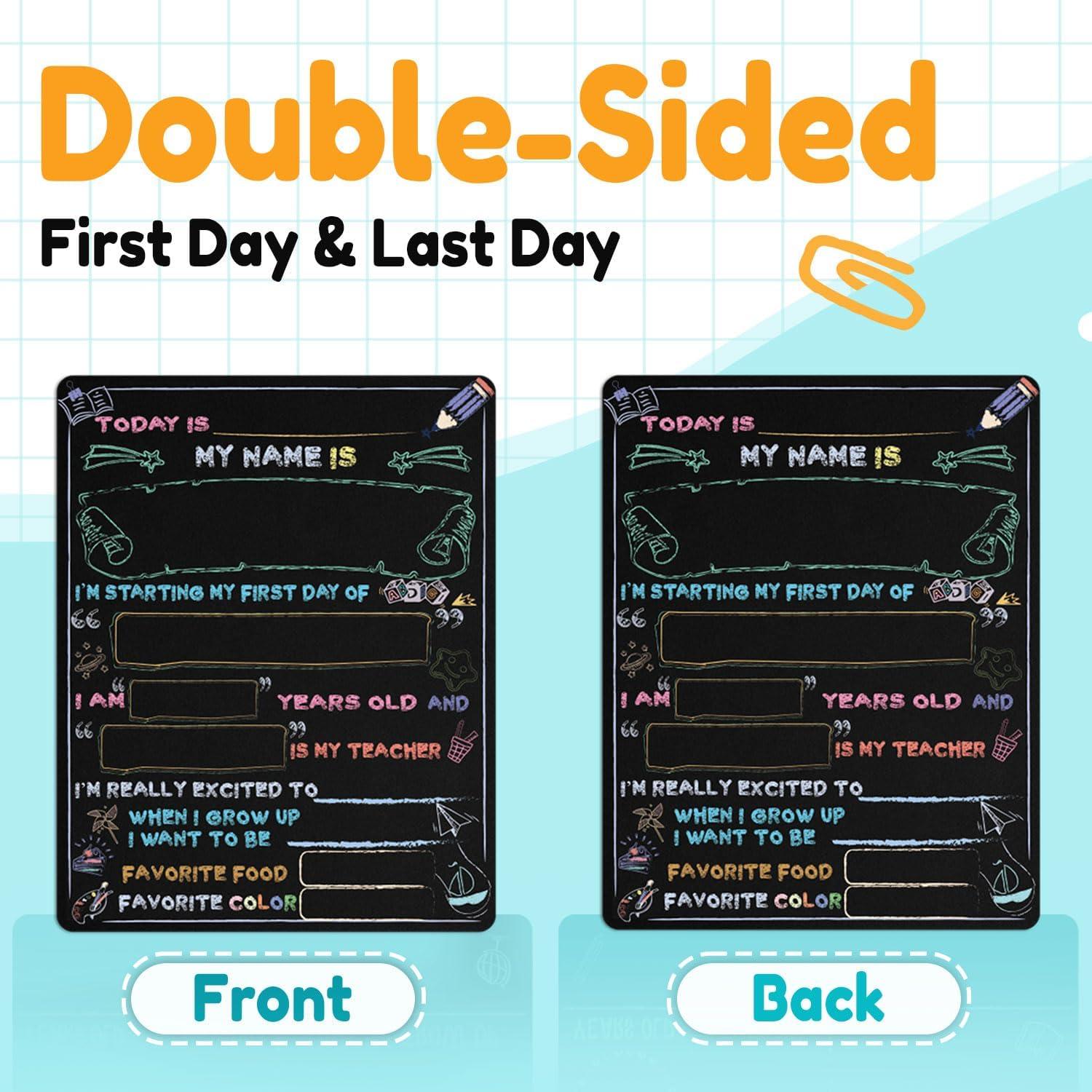 image:imageFirst Day of School Sign First Day of School Board 11x14 Inch Double Sided Back to Classroom for Boys amp Girls Kindergarten Preschool 1st Grade Supplies First and Last Day of Chalkboard
