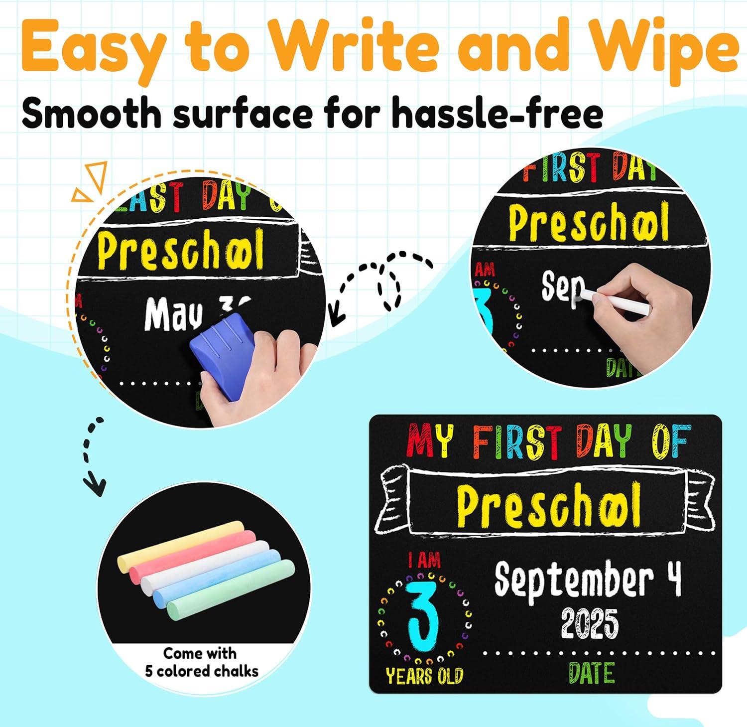 image:imageFirst amp Last Day of School Chalkboard Sign 85x11 inches DoubleSided My Small Back to School Board for Kids Preschool Kindergarten 1st Grade Supplies