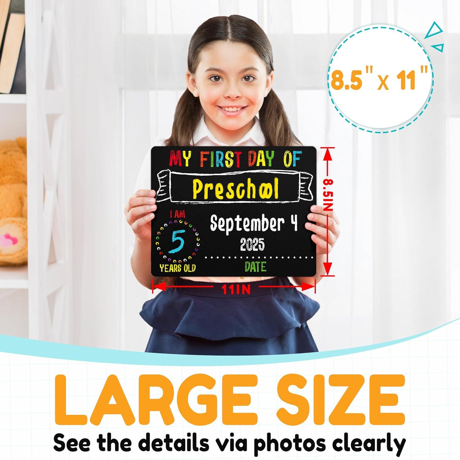image:imageFirst amp Last Day of School Chalkboard Sign 85x11 inches DoubleSided My Small Back to School Board for Kids Preschool Kindergarten 1st Grade Supplies
