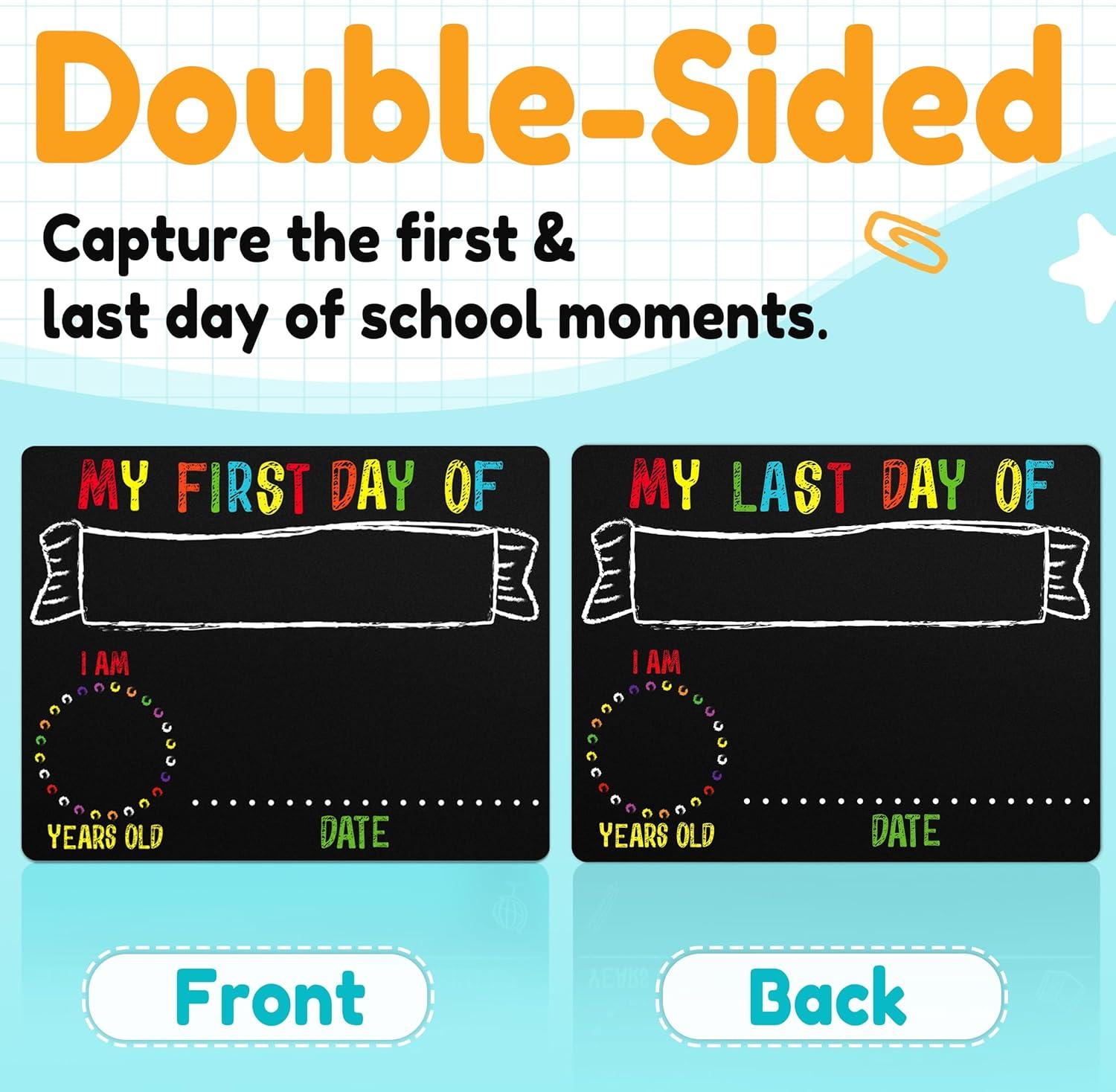 image:imageFirst amp Last Day of School Chalkboard Sign 85x11 inches DoubleSided My Small Back to School Board for Kids Preschool Kindergarten 1st Grade Supplies