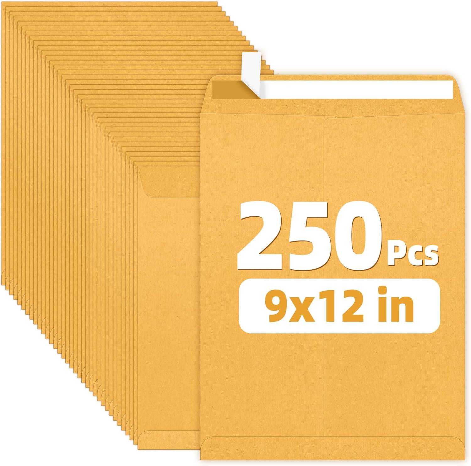 image:imageSUNEE 9 x12 Manilla Envelopes 28lb Brown Kraft Ultra Strong QuickSeal Security Catalog Mailing Envelopes for Flat Letter Size Documents or Photos 100 Count9x12