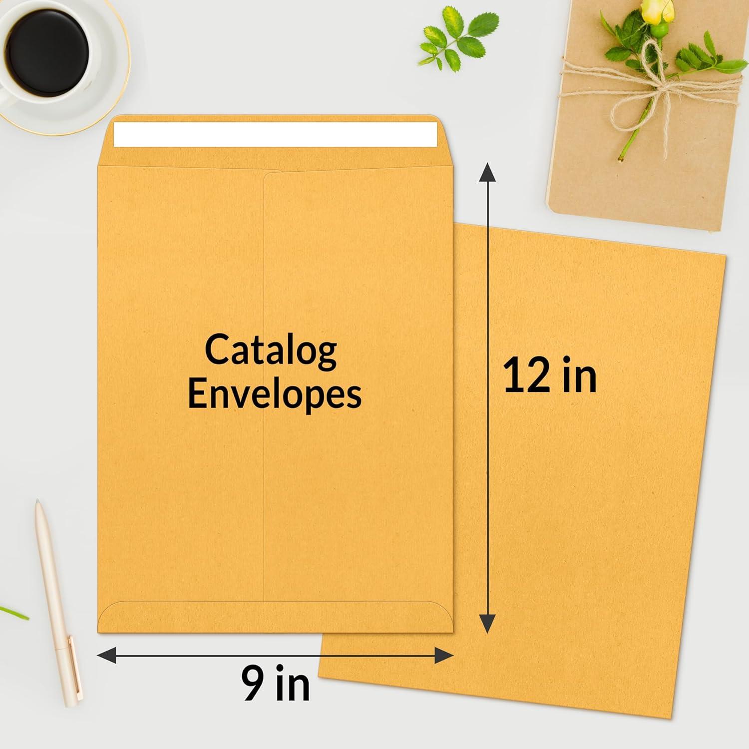 image:imageSUNEE 9 x12 Manilla Envelopes 28lb Brown Kraft Ultra Strong QuickSeal Security Catalog Mailing Envelopes for Flat Letter Size Documents or Photos 100 Count9x12