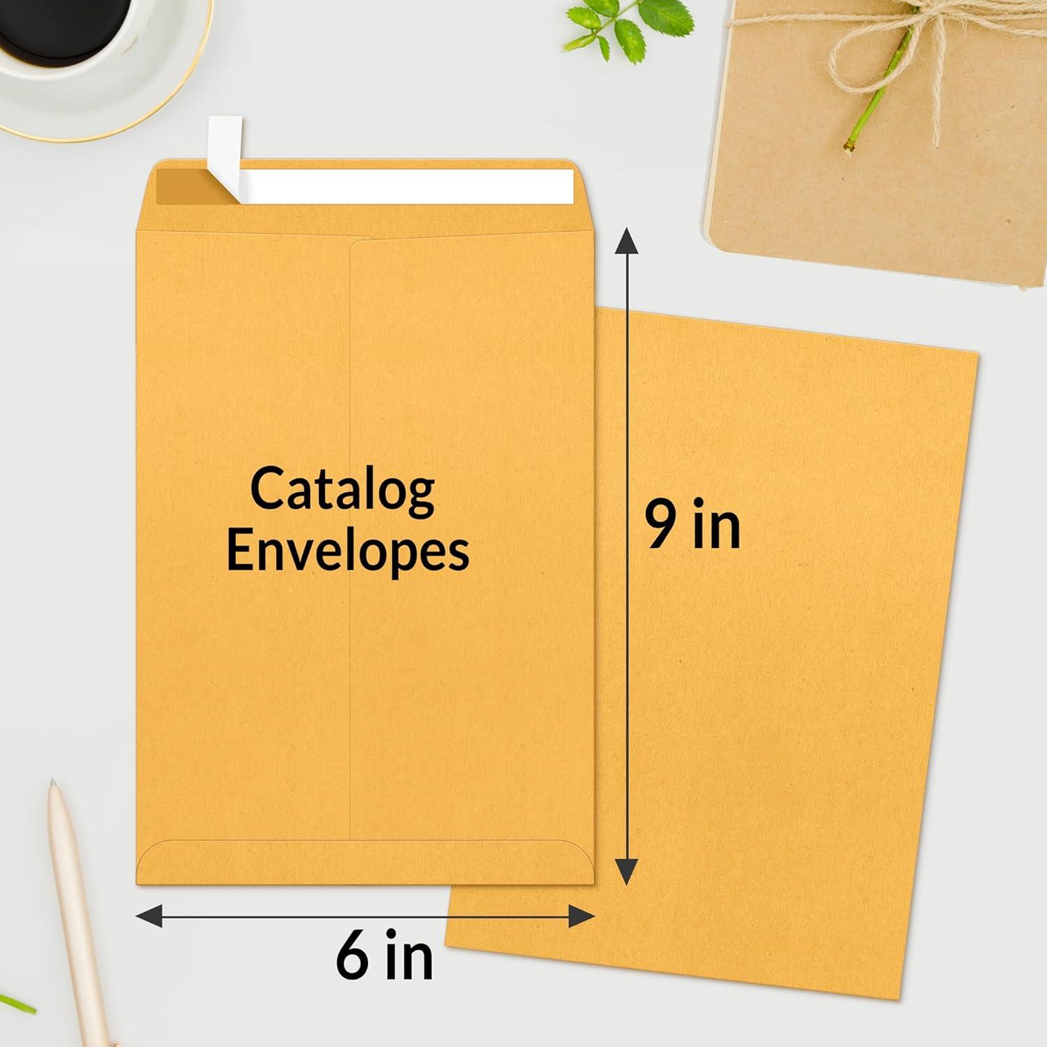 image:imageSUNEE 9 x12 Manilla Envelopes 28lb Brown Kraft Ultra Strong QuickSeal Security Catalog Mailing Envelopes for Flat Letter Size Documents or Photos 100 Count6x9