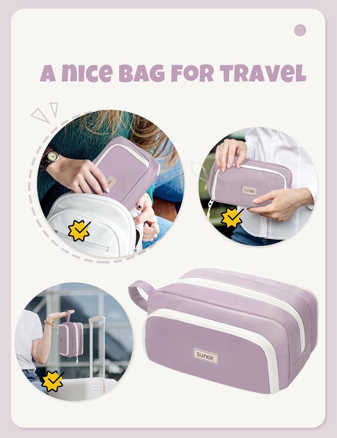 image:imageSUNEE Cute Pencil Case Aesthetic Pen Pouch with 3 Compartments Kawaii Colored Large Pencil Bag with Zipper Stationery Storage and Organizer Purple School Supplies for Teen and Adult GirlsPurple