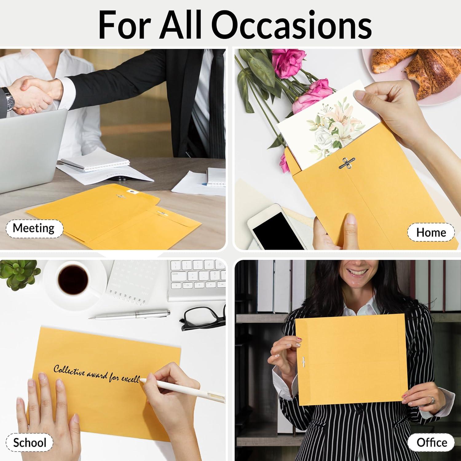 image:imageSUNEE Envelops 9x12 Brown Kraft Envelopes with Clasp Closure 28lb Paper Mailing Envelopes 20 Count Great for Filing Storing or Mailing Documents10x13