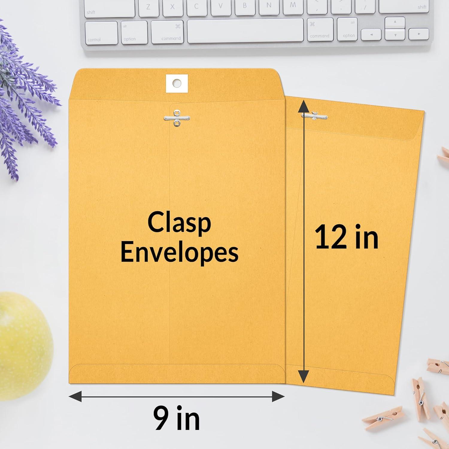 image:imageSUNEE Envelops 9x12 Brown Kraft Envelopes with Clasp Closure 28lb Paper Mailing Envelopes 20 Count Great for Filing Storing or Mailing Documents9x12