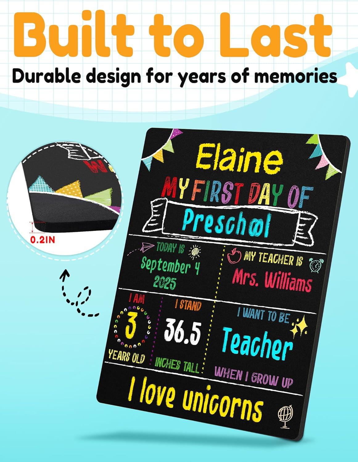 image:imageSUNEE First amp Last Day of School Chalkboard Sign 11x14 inches DoubleSided My Large Back to School Board for Kids Preschool Kindergarten 1st Grade Supplies11W x 14H