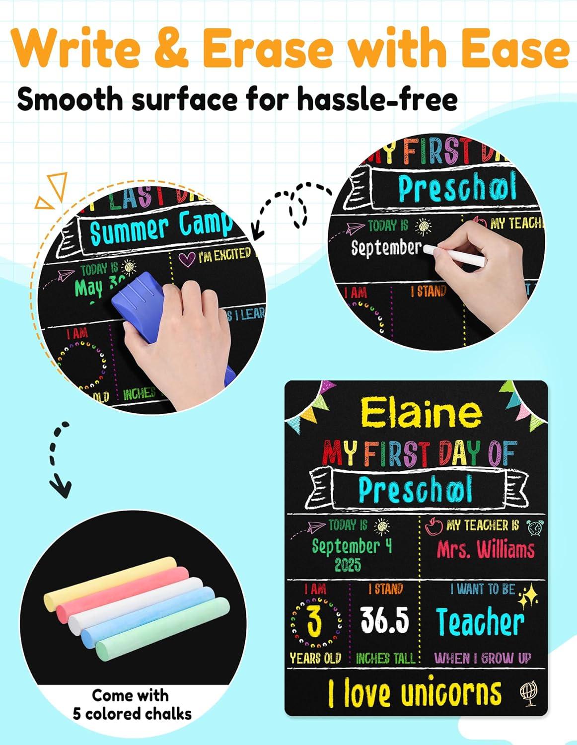 image:imageSUNEE First amp Last Day of School Chalkboard Sign 11x14 inches DoubleSided My Large Back to School Board for Kids Preschool Kindergarten 1st Grade Supplies11W x 14H