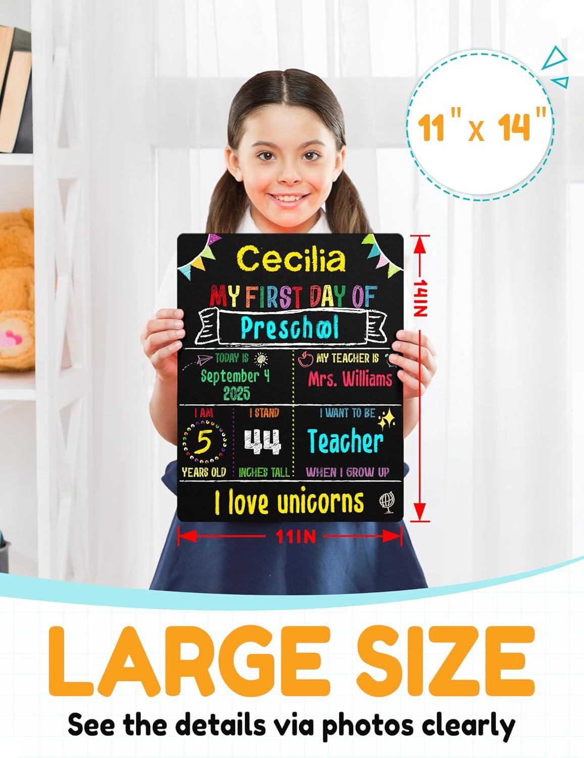 image:imageSUNEE First amp Last Day of School Chalkboard Sign 11x14 inches DoubleSided My Large Back to School Board for Kids Preschool Kindergarten 1st Grade Supplies11W x 14H