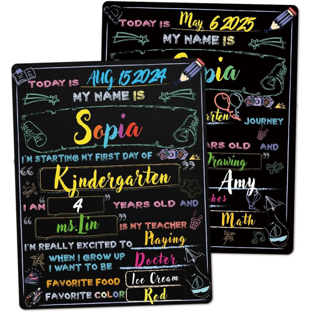 image:imageFirst Day of School Sign First Day of School Board 11x14 Inch Double Sided Back to Classroom for Boys amp Girls Kindergarten Preschool 1st Grade Supplies First and Last Day of Chalkboard