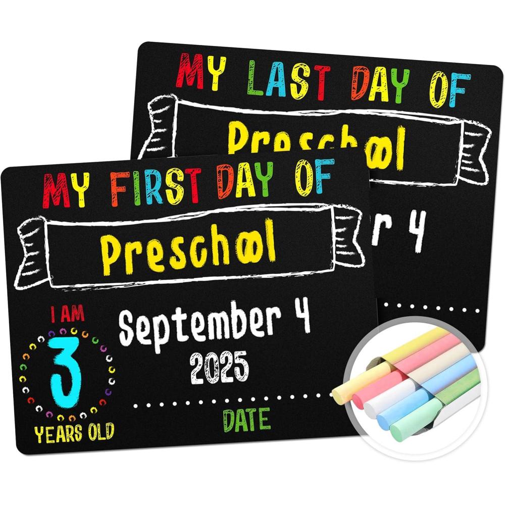 image:imageFirst amp Last Day of School Chalkboard Sign 85x11 inches DoubleSided My Small Back to School Board for Kids Preschool Kindergarten 1st Grade Supplies