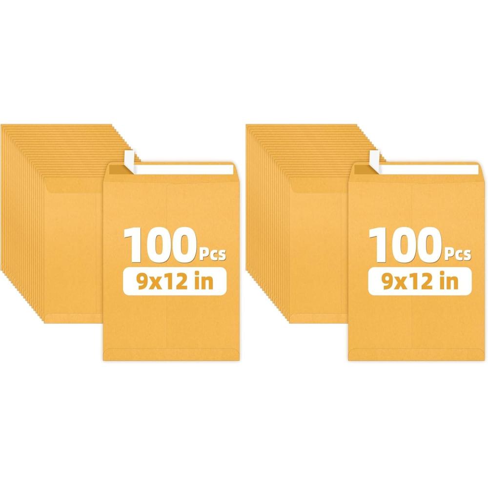 image:imageSUNEE 9 x12 Manilla Envelopes 28lb Brown Kraft Ultra Strong QuickSeal Security Catalog Mailing Envelopes for Flat Letter Size Documents or Photos 100 Count9x12 Pack of 2