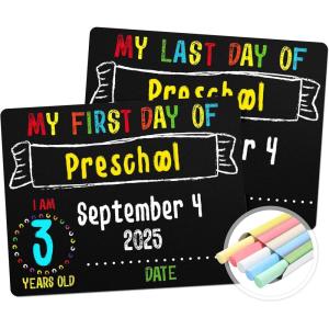 image:imageFirst amp Last Day of School Chalkboard Sign 85x11 inches DoubleSided My Small Back to School Board for Kids  Preschool Kindergarten 1st Grade Supplies