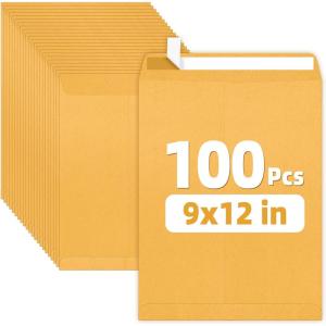 image:imageSUNEE 9 x12 Manilla Envelopes 28lb Brown Kraft Ultra Strong QuickSeal Security Catalog Mailing Envelopes for Flat Letter Size Documents or Photos 100 Count9x12