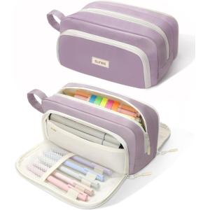 image:imageSUNEE Cute Pencil Case Aesthetic Pen Pouch with 3 Compartments Kawaii Colored Large Pencil Bag with Zipper Stationery Storage and Organizer Purple School Supplies for Teen and Adult GirlsPurple