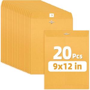 image:imageSUNEE Envelops 9x12 Brown Kraft Envelopes with Clasp Closure 28lb Paper Mailing Envelopes 20 Count Great for Filing Storing or Mailing Documents9x12