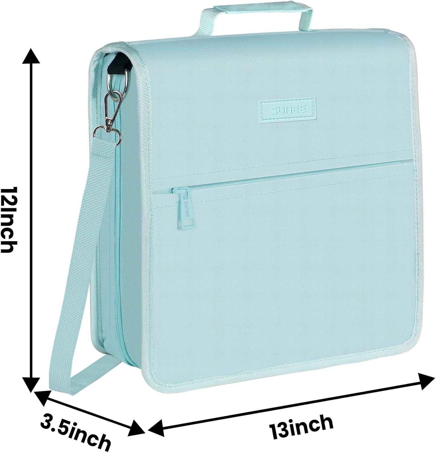 image:imageSUNEE Zipper Binder 3 Ring 3 Inch ORing Binder with Handle and Shoulder Strap 600Sheet Capacity 5Tab Expanding File Folder MultiPockets for Middle School Organizer Bag with Zipper Sky Blue