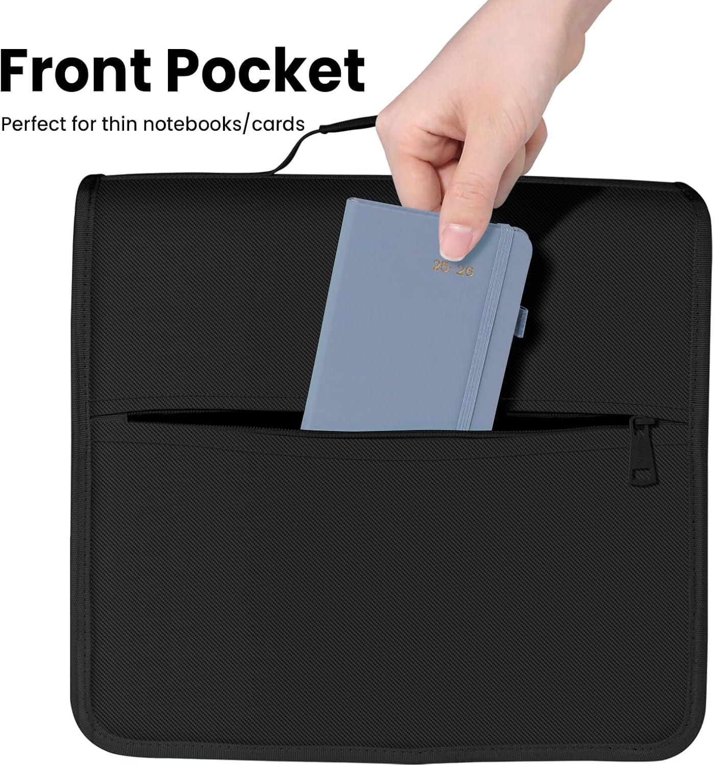 image:imageSUNEE Zipper Binder 3 Ring 3 Inch ORing with Handle and Shoulder Strap 500Sheet Capacity MultiPockets for Middle School Organizer Binder with Zipper Black