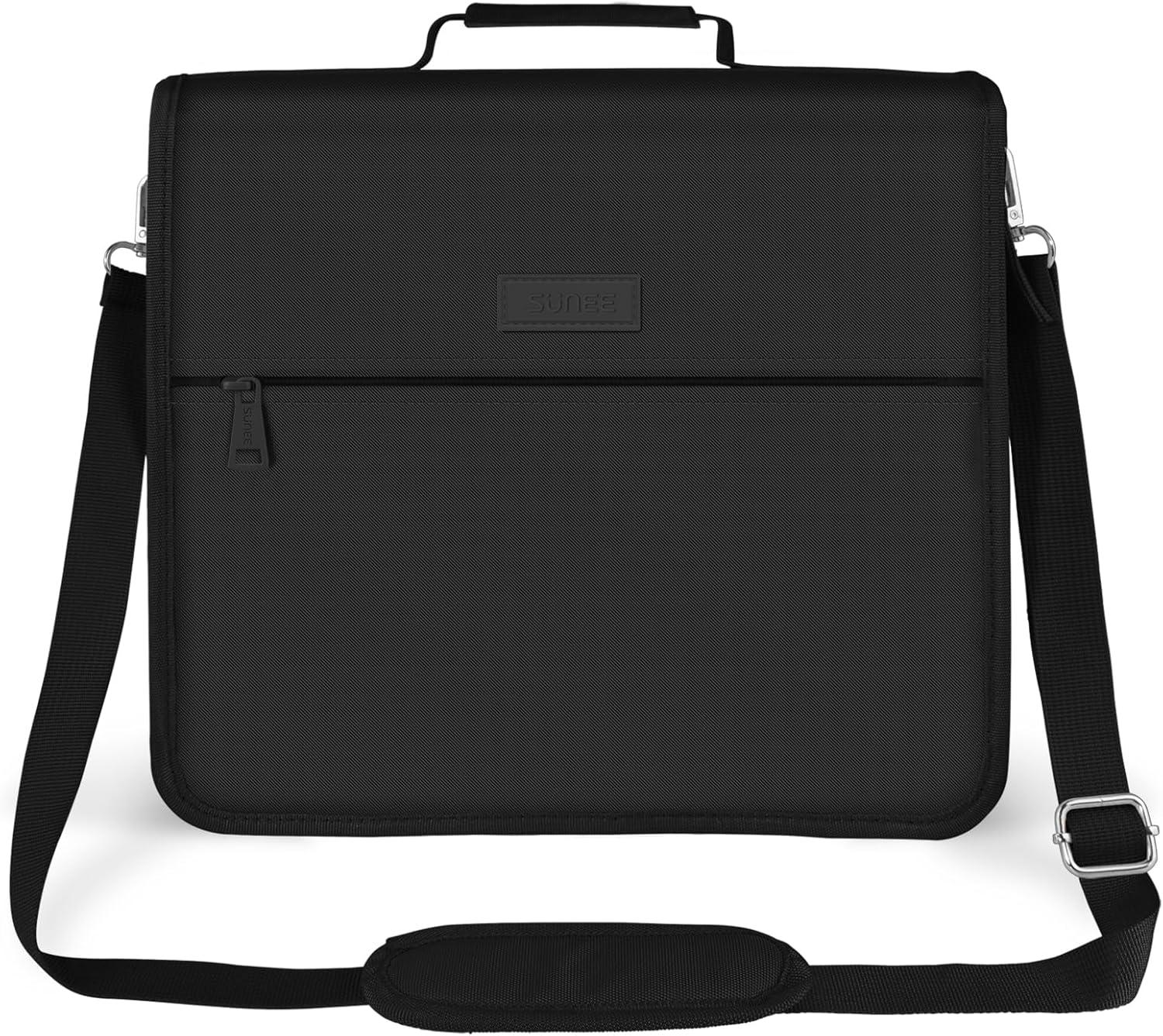 image:imageSUNEE Zipper Binder 3 Ring 3 Inch ORing with Handle and Shoulder Strap 500Sheet Capacity MultiPockets for Middle School Organizer Binder with Zipper Black