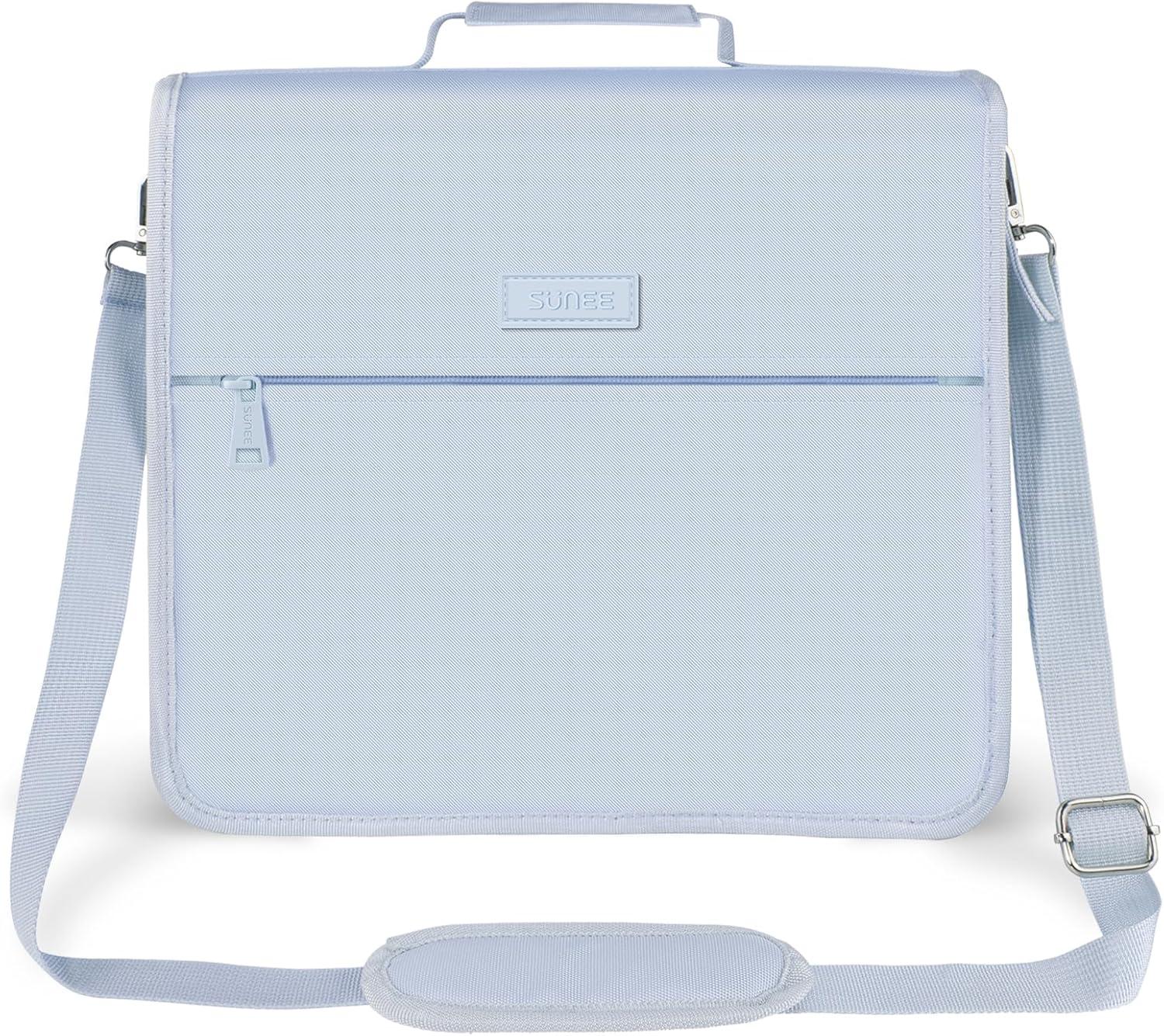 image:imageSUNEE Zipper Binder 3 Ring 3 Inch ORing with Handle and Shoulder Strap 600Sheet Capacity 5Tab Expanding File Folder MultiPockets for Middle School Organizer Binder with Zipper Dusk Blue