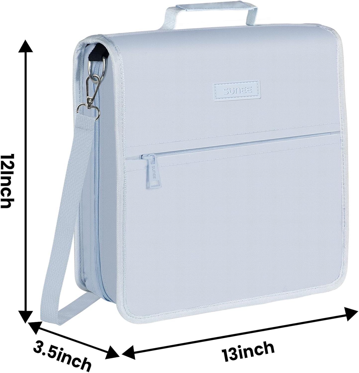 image:imageSUNEE Zipper Binder 3 Ring 3 Inch ORing with Handle and Shoulder Strap 600Sheet Capacity 5Tab Expanding File Folder MultiPockets for Middle School Organizer Binder with Zipper Dusk Blue