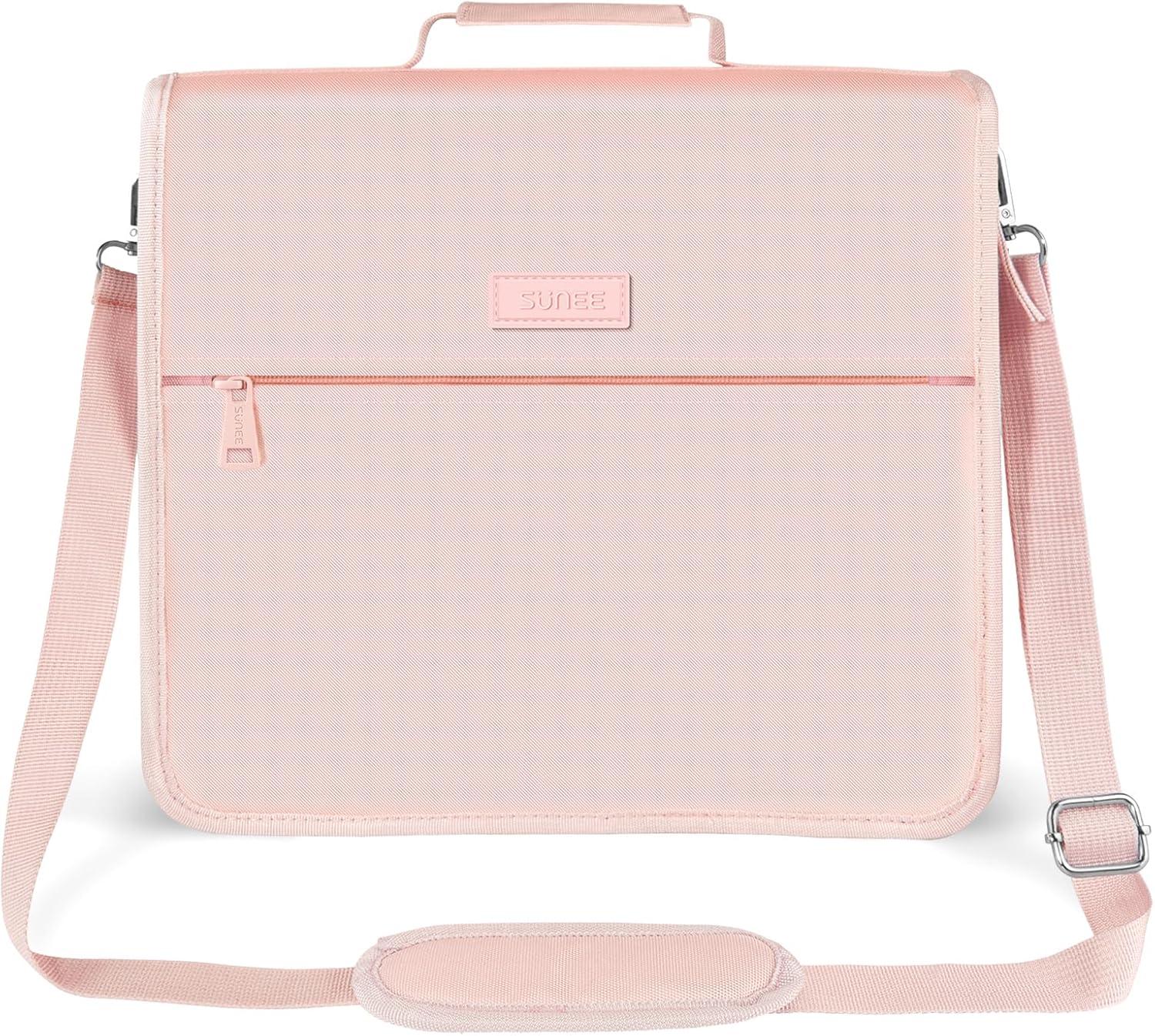 image:imageSUNEE Zipper Binder 3 Ring 3 Inch ORing with Handle and Shoulder Strap 600Sheet Capacity 5Tab Expanding File Folder MultiPockets for Middle School Organizer Binder with Zipper Pink Lotus