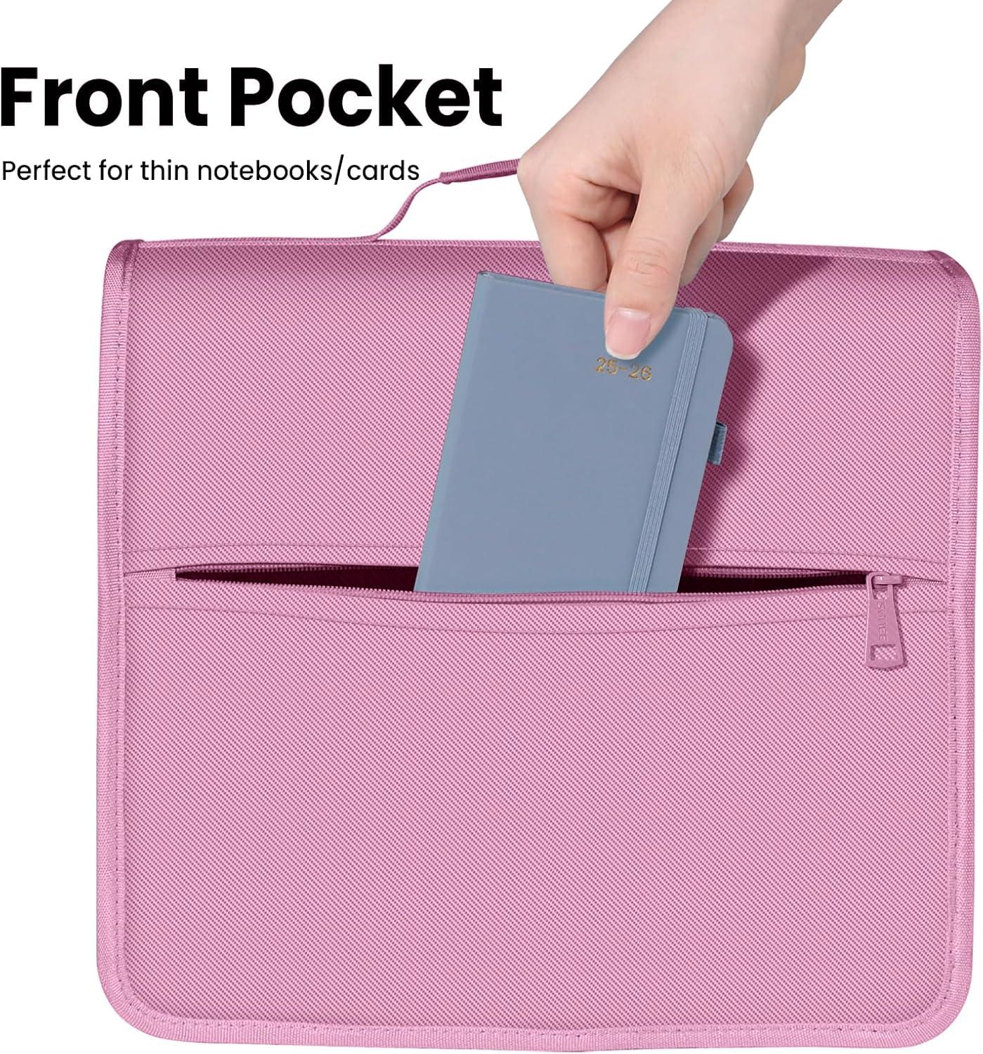 image:imageSUNEE Zipper Binder 3 Ring 3 Inch ORing with Handle and Shoulder Strap 600Sheet Capacity 5Tab Expanding File Folder MultiPockets for Middle School Organizer Binder with Zipper Grape Purple