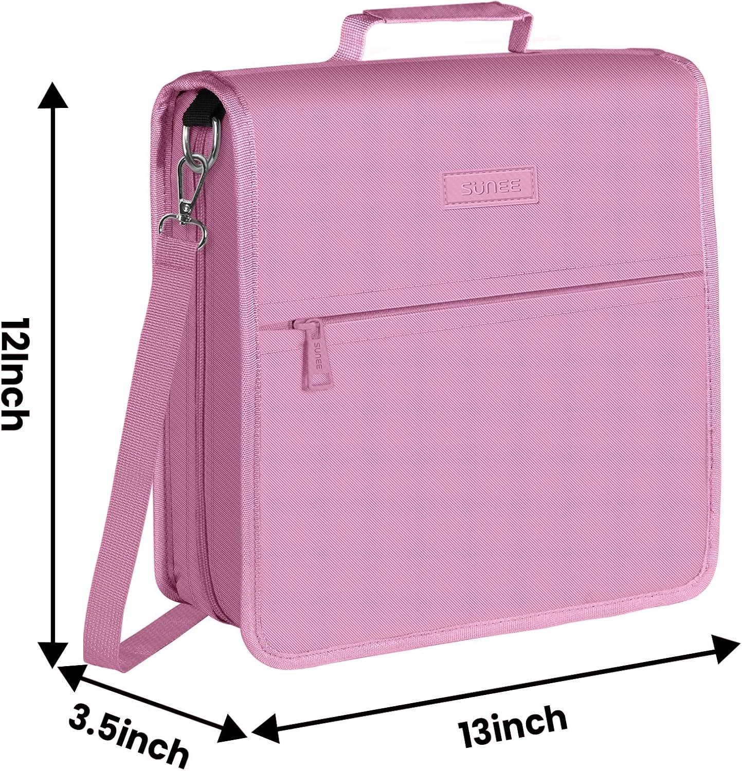 image:imageSUNEE Zipper Binder 3 Ring 3 Inch ORing with Handle and Shoulder Strap 600Sheet Capacity 5Tab Expanding File Folder MultiPockets for Middle School Organizer Binder with Zipper Grape Purple