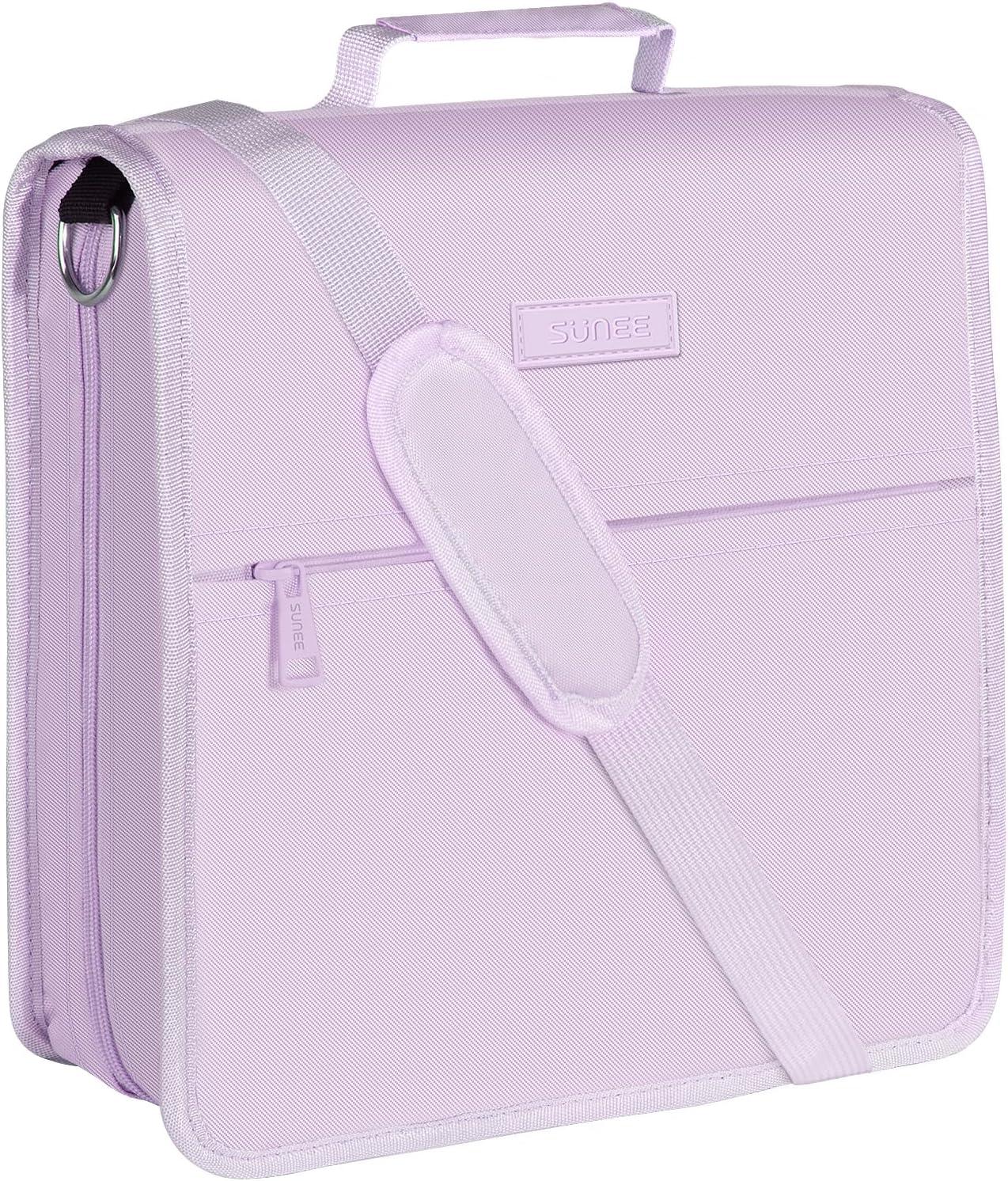 image:imageSUNEE Zipper Binder 3 Ring 3 Inch ORing with Handle and Shoulder Strap 600Sheet Capacity 5Tab Expanding File Folder MultiPockets for Middle School Organizer Binder with Zipper Lavender Purple