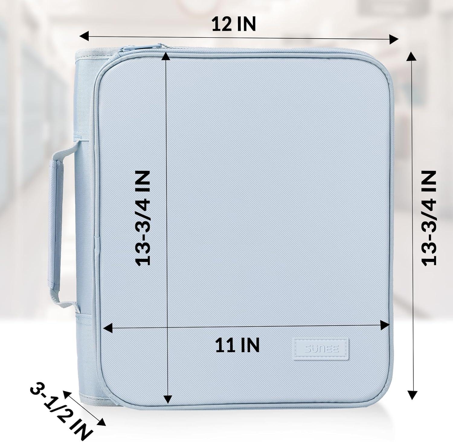 image:imageSUNEE Zipper Binder Bag with Handle 2Inch 3Ring ORing 5Tab Expanding File Folder MultiPocket Organizer Binder for Middle School Dusk Blue