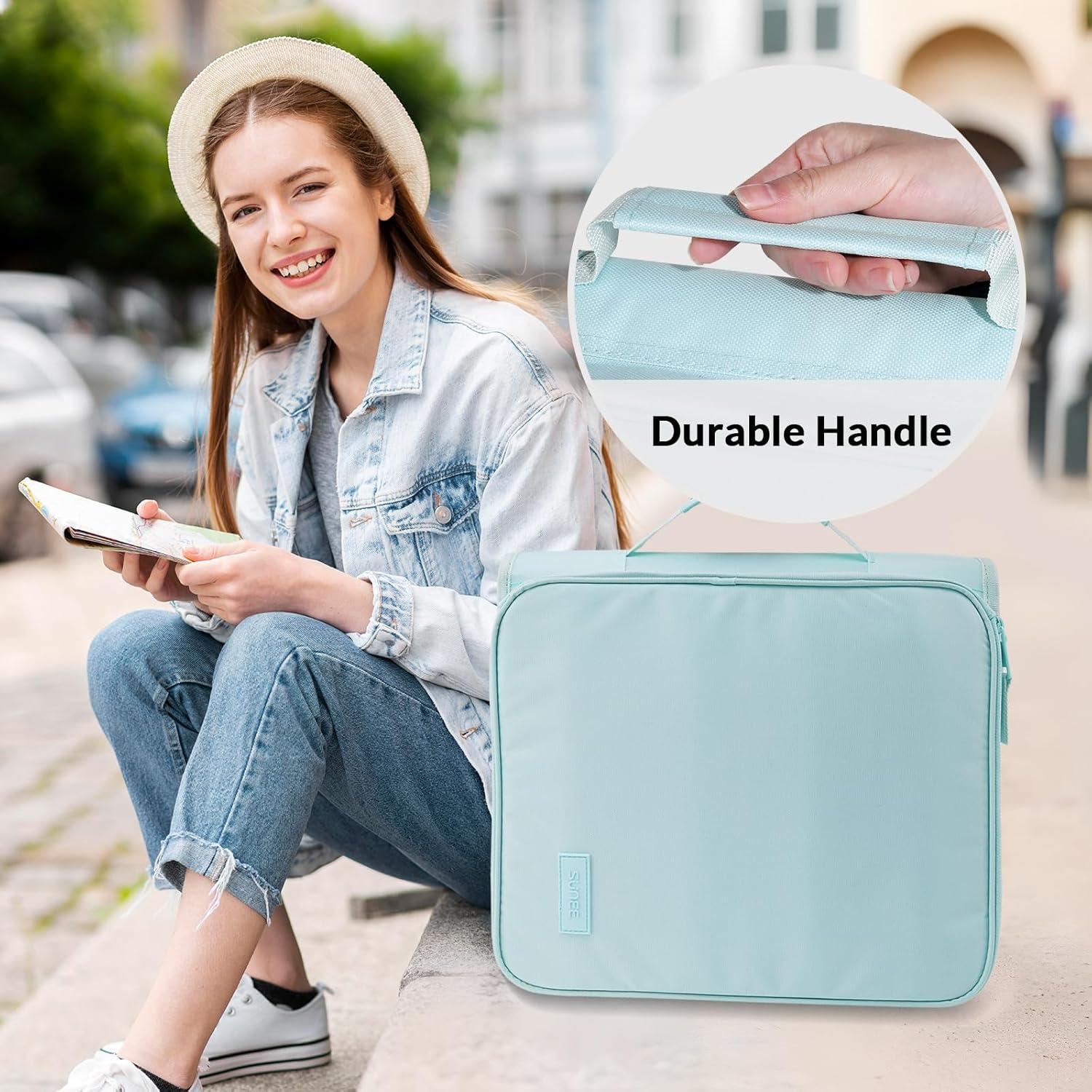 image:imageSUNEE Zippered Binder Bag with Handle 2Inch 3Ring ORing 500Sheet Capacity Includes Zip Pocket 5Tab Expanding File Folder MultiPocket Organizer Binder for Middle School Sky Blue