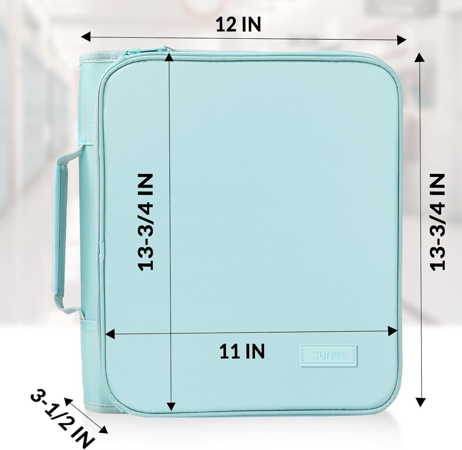 image:imageSUNEE Zippered Binder Bag with Handle 2Inch 3Ring ORing 500Sheet Capacity Includes Zip Pocket 5Tab Expanding File Folder MultiPocket Organizer Binder for Middle School Sky Blue