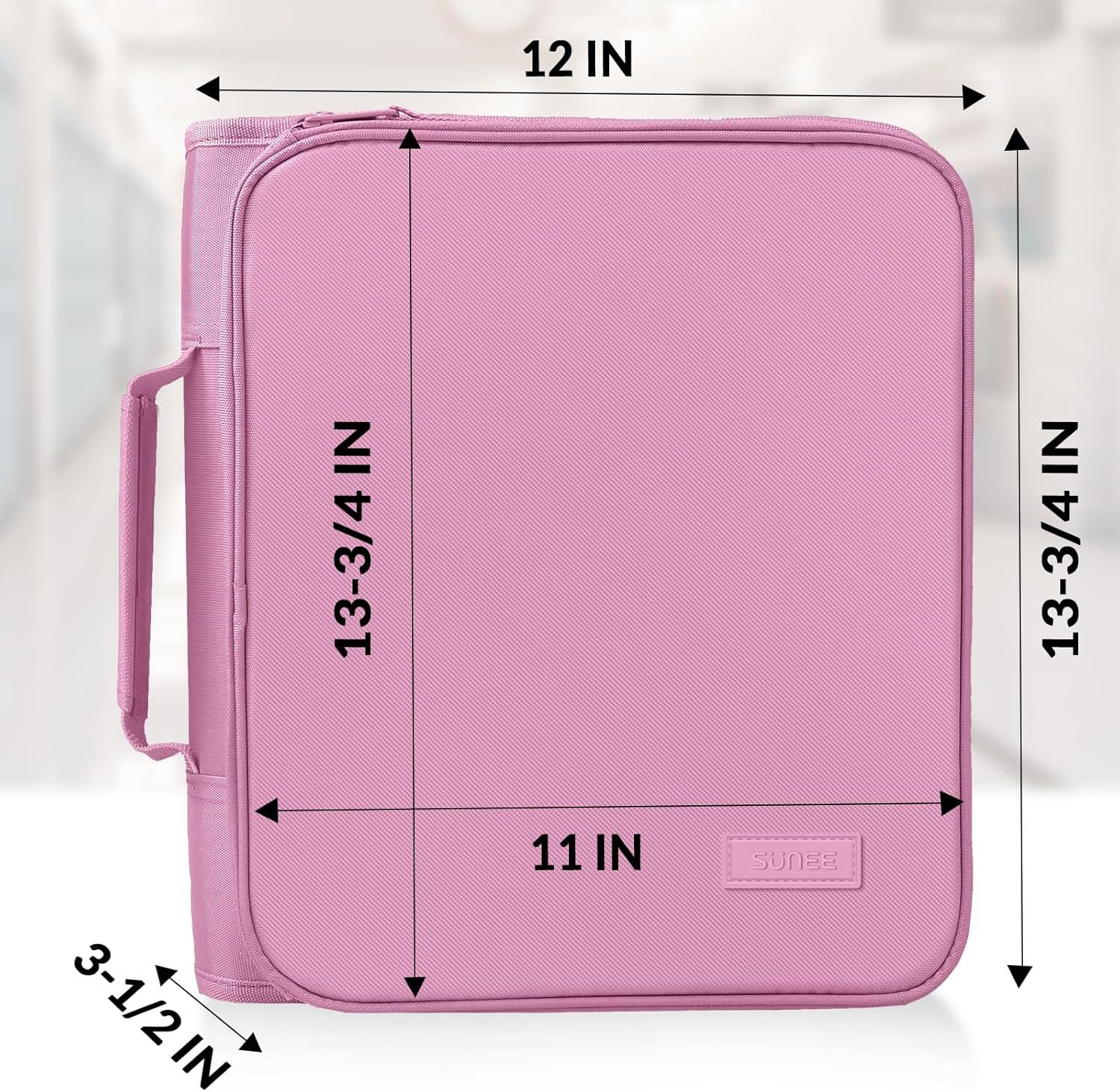 image:imageSUNEE Zippered Binder Bag with Handle 2Inch 3Ring ORing 500Sheet Capacity Includes Zip Pocket 5Tab Expanding File Folder MultiPocket Organizer Binder for Middle School Grape Purple