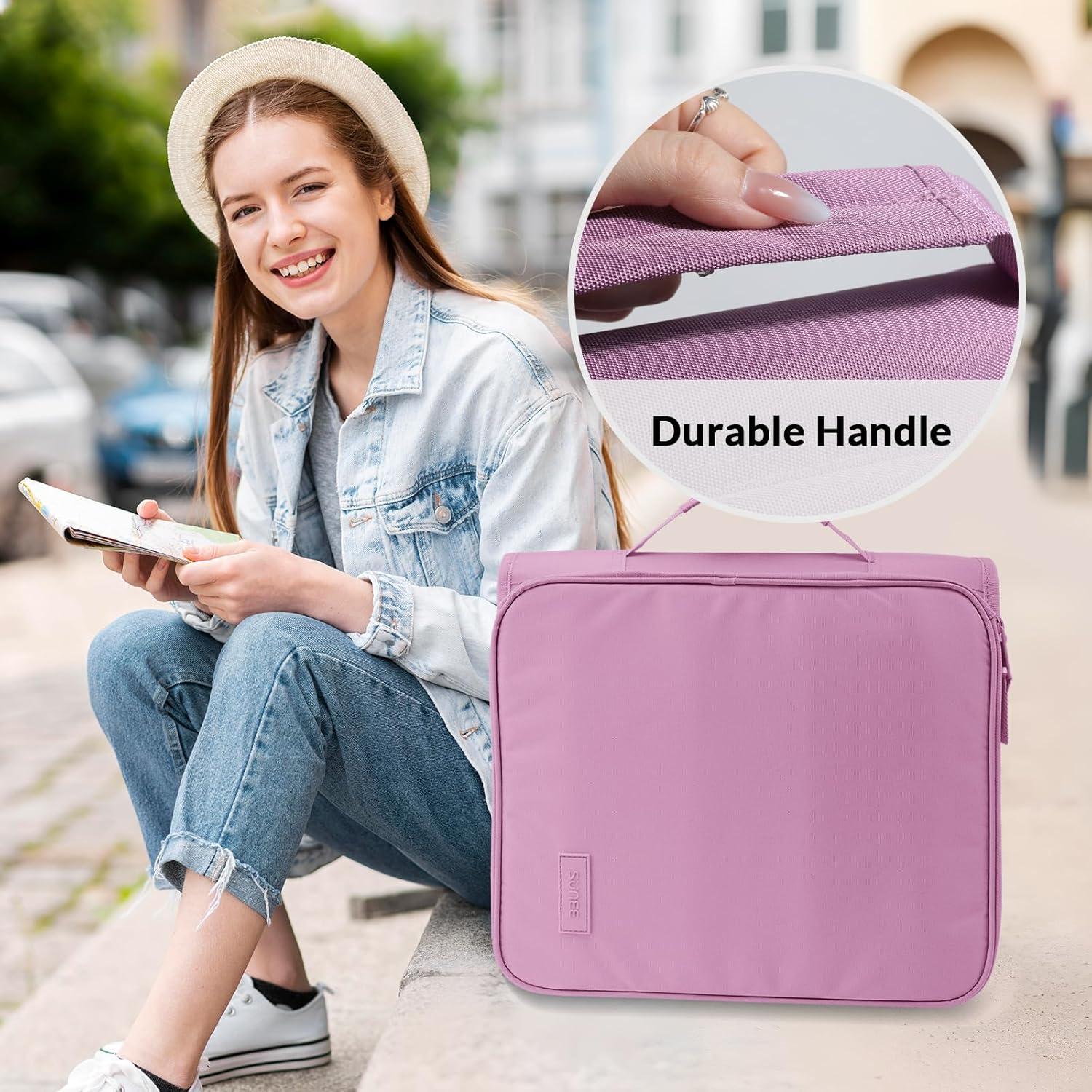 image:imageSUNEE Zippered Binder Bag with Handle 2Inch 3Ring ORing 500Sheet Capacity Includes Zip Pocket 5Tab Expanding File Folder MultiPocket Organizer Binder for Middle School Grape Purple