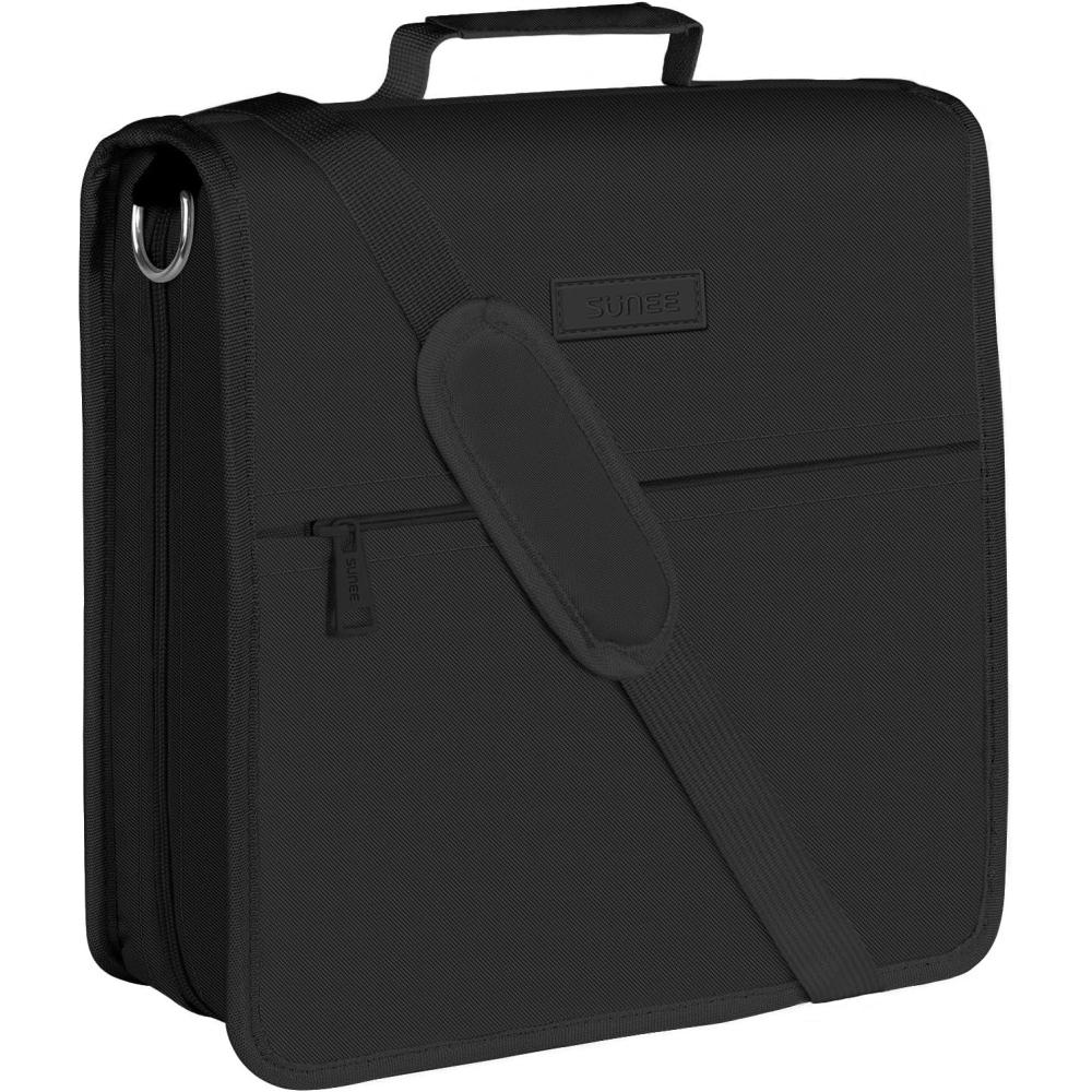 image:imageSUNEE Zipper Binder 3 Ring 3 Inch ORing with Handle and Shoulder Strap 500Sheet Capacity MultiPockets for Middle School Organizer Binder with Zipper Black