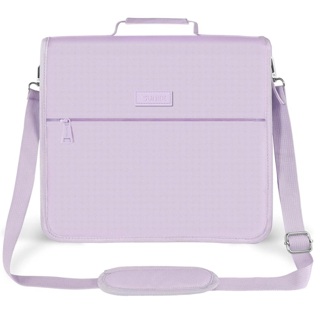 image:imageSUNEE Zipper Binder 3 Ring 3 Inch ORing with Handle and Shoulder Strap 600Sheet Capacity 5Tab Expanding File Folder MultiPockets for Middle School Organizer Binder with Zipper Lavender Purple