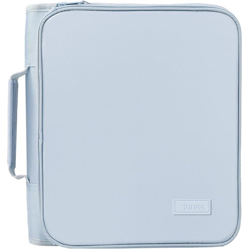 image:imageSUNEE Zipper Binder Bag with Handle 2Inch 3Ring ORing 5Tab Expanding File Folder MultiPocket Organizer Binder for Middle School Dusk Blue
