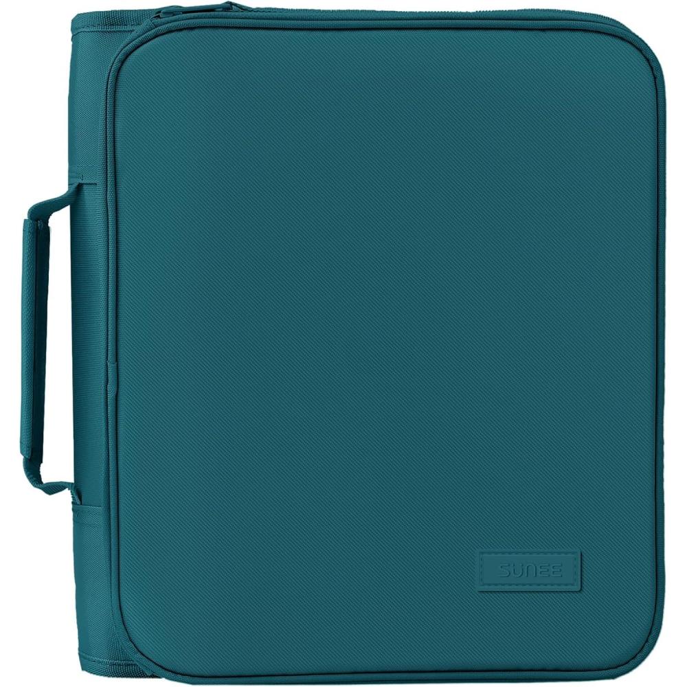 image:imageSUNEE Zippered Binder Bag with Handle 2Inch 3Ring ORing 500Sheet Capacity Includes Zip Pocket 5Tab Expanding File Folder MultiPocket Organizer Binder for Middle School Deep TealGreen