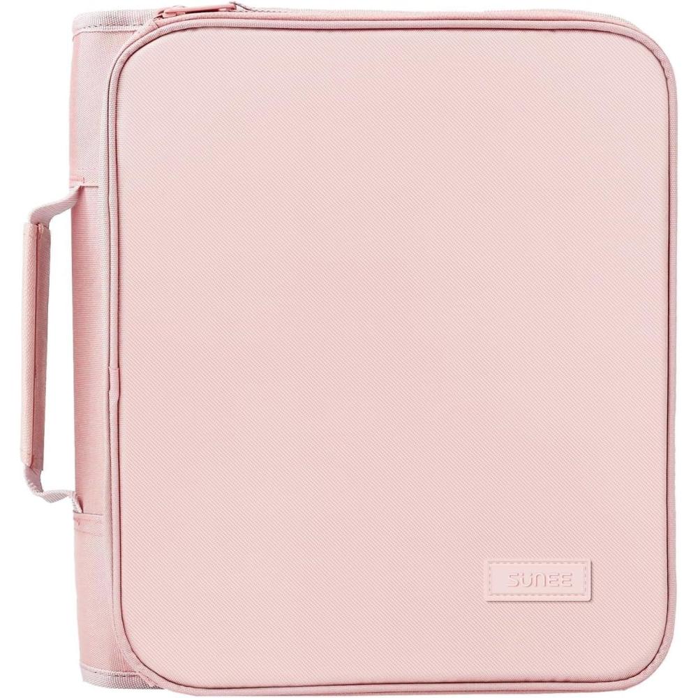 image:imageSUNEE Zippered Binder Bag with Handle 2Inch 3Ring ORing 500Sheet Capacity Includes Zip Pocket 5Tab Expanding File Folder MultiPocket Organizer Binder for Middle School Pink Lotus