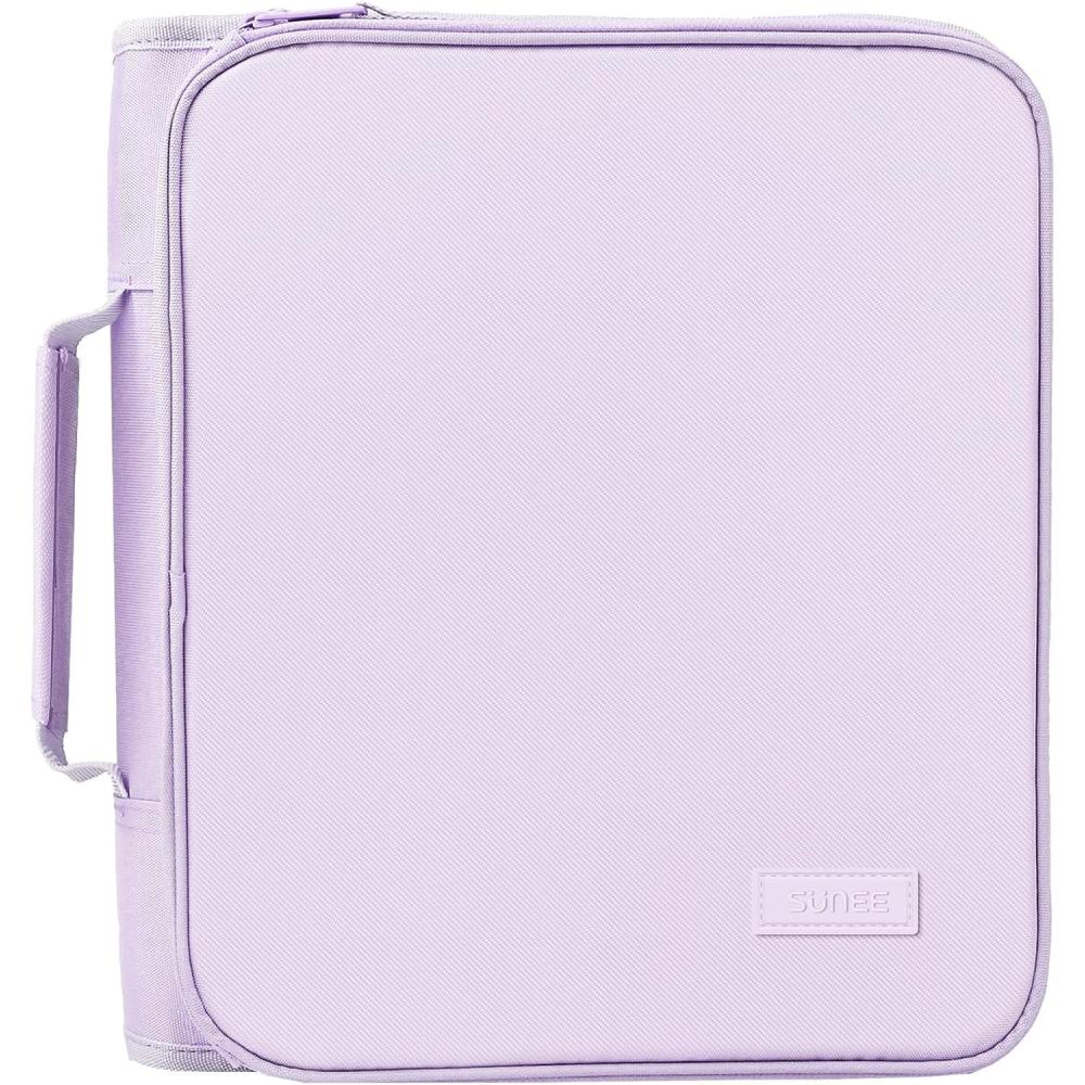 image:imageSUNEE Zippered Binder Bag with Handle 2Inch 3Ring ORing 5Tab Expanding File Folder MultiPocket Organizer Binder for Middle School Lavender Purple