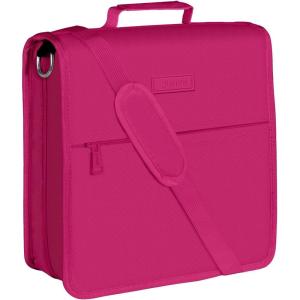 image:imageSUNEE Zipper Binder 3 Ring 3 Inch ORing with Handle and Shoulder Strap 600Sheet Capacity 5Tab Expanding File Folder MultiPockets for Middle School Organizer Binder with Zipper Berry Pink