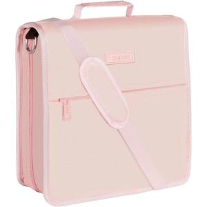 image:imageSUNEE Zipper Binder 3 Ring 3 Inch ORing with Handle and Shoulder Strap 600Sheet Capacity 5Tab Expanding File Folder MultiPockets for Middle School Organizer Binder with Zipper Pink Lotus