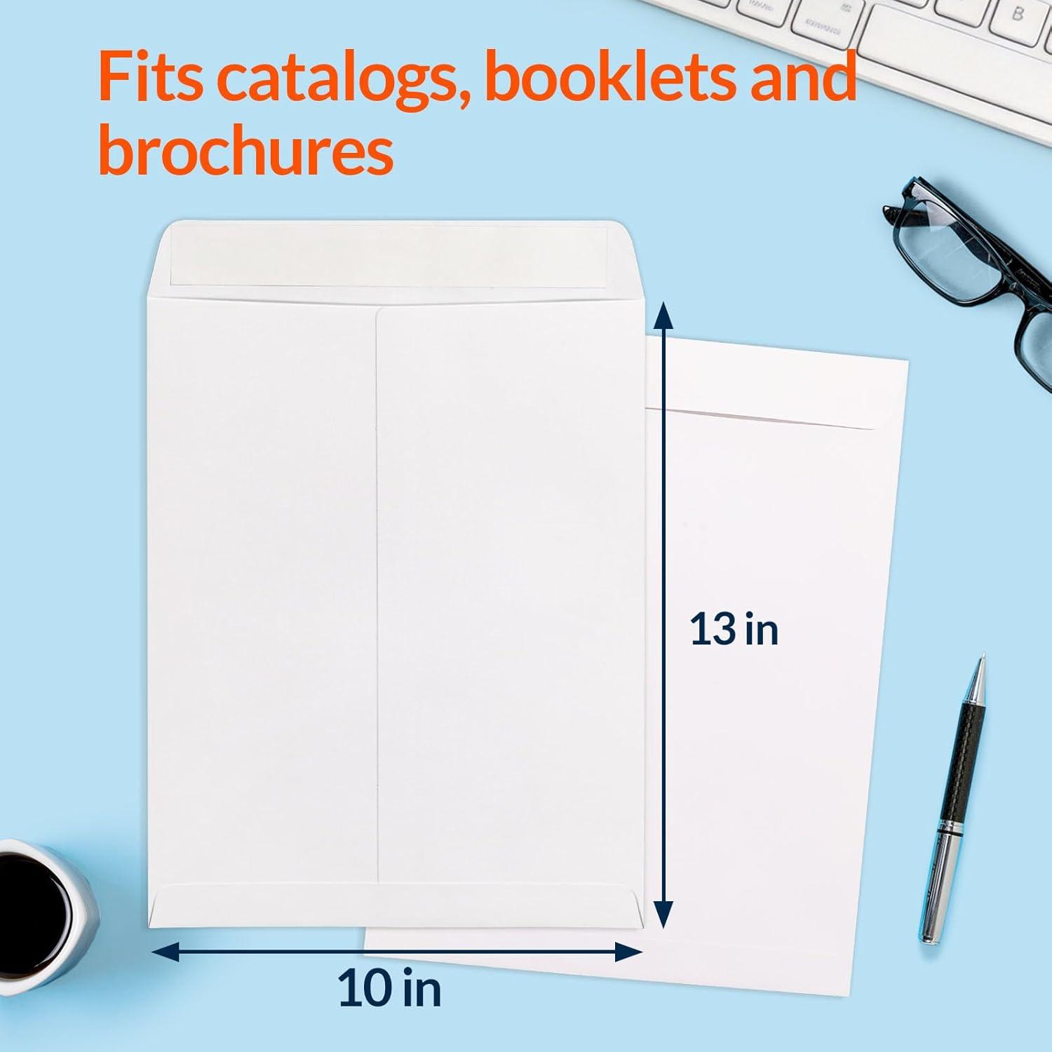 image:imageSUNEE Envelopes 9x12 Self Seal Catalog Mailing Envelopes 9x12 28LB White Kraft Paper Large Document Envelopes for Office Business Shipping 100 Pack10x13