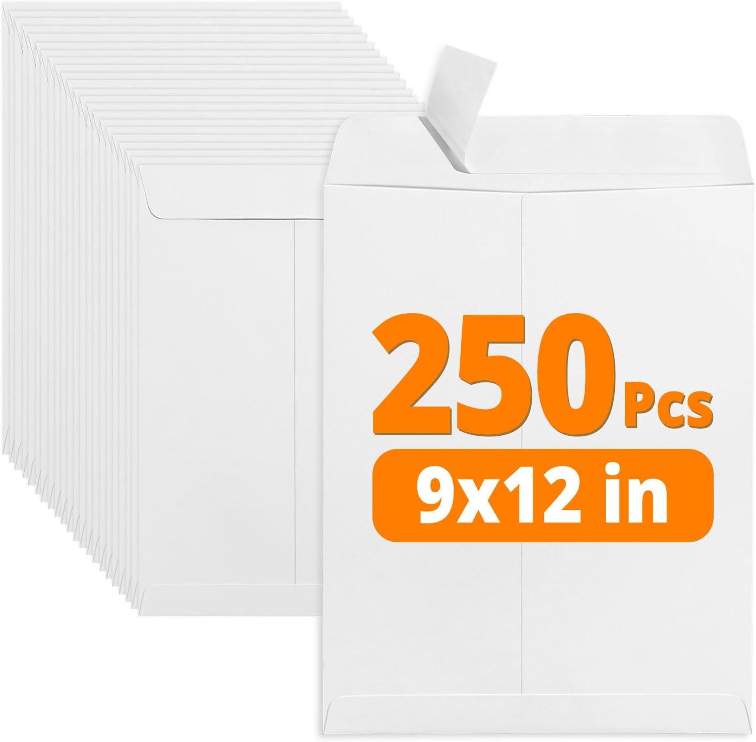 image:imageSUNEE Envelopes 9x12 Self Seal Catalog Mailing Envelopes 9x12 28LB White Kraft Paper Large Document Envelopes for Office Business Shipping 100 Pack9x12