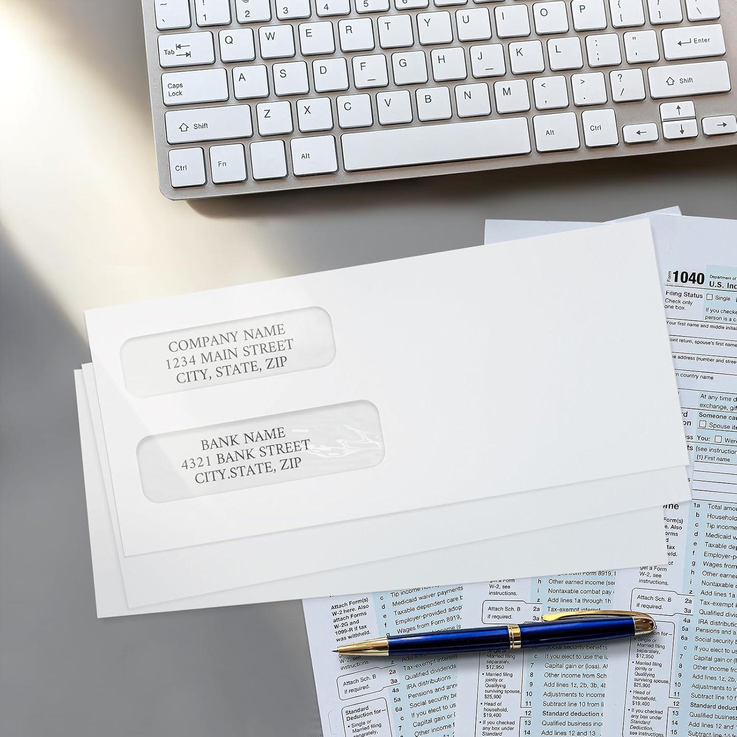 image:imageSUNEE Envelopes Self Seal 10 Double Window Envelopes 500 Pack Security Tint Self Seal Closure Fits Standard Business Checks 418 x 912 Letter Envelope for Invoices amp Mailings 24LBDouble Window