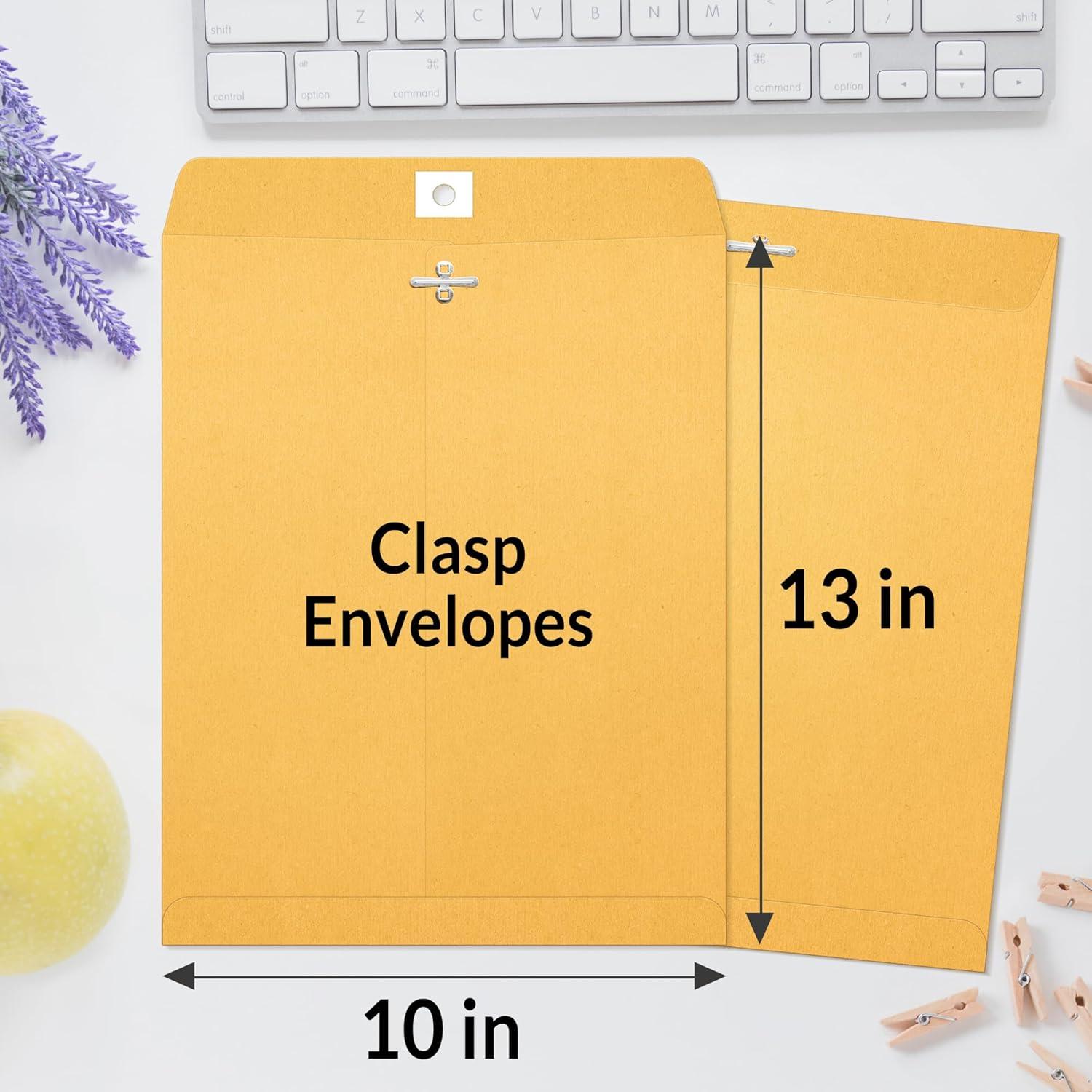 image:imageSUNEE Envelops 9x12 Brown Kraft Envelopes with Clasp Closure 28lb Paper Mailing Envelopes 100 Count Great for Filing Storing or Mailing Documents10x13