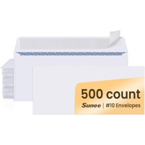 image:imageSUNEE Envelopes Self Seal  10 Double Window Envelopes 500 Pack Security Tint Self Seal Closure Fits Standard Business Checks 418 x 912 Letter Envelope for Invoices amp Mailings 24LBWindowless