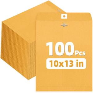 image:imageSUNEE Envelops 9x12 Brown Kraft Envelopes with Clasp Closure 28lb Paper Mailing Envelopes 100 Count Great for Filing Storing or Mailing Documents10x13