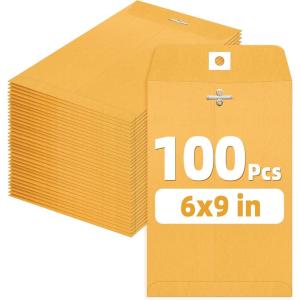 image:imageSUNEE Envelops 9x12 Brown Kraft Envelopes with Clasp Closure 28lb Paper Mailing Envelopes 100 Count Great for Filing Storing or Mailing Documents6x9