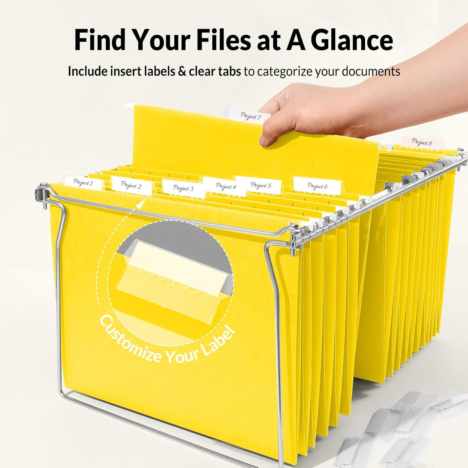 image:imageSUNEE Hanging File Folders 25 Pack Letter Size Hanging File Folders with 15Cut Tabs Ideal for Home and Office Organization and Papers ClassificationYellowYellow